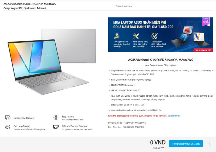 Das kommende Vivobook S 15 OLED (Quelle: Roland Quandt/Screenshot Asus Vietnam)