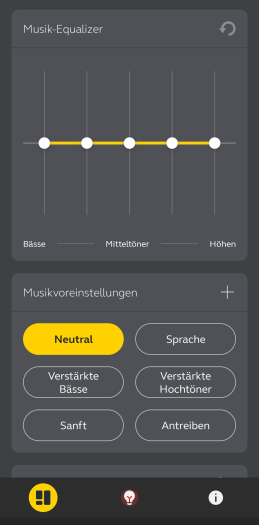 Die Jabra-App hat einen Equalizer mit einigen Voreinstellungen. (Bild: Jabra/Screenshot: Golem.de)