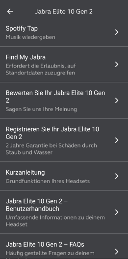 Bei den Elite 10 Gen 2 können wir viele Einstellungen vornehmen. (Bild: Jabra/Screenshot: Golem.de)