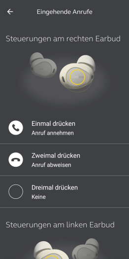 Praktischerweise gibt es andere Befehle bei eingehenden Anrufen. (Bild: Jabra/Screenshot: Golem.de)