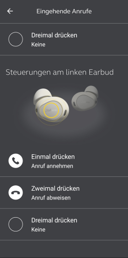 Und wieder können auf jede Stöpselseite andere Befehle gelegt werden. (Bild: Jabra/Screenshot: Golem.de)