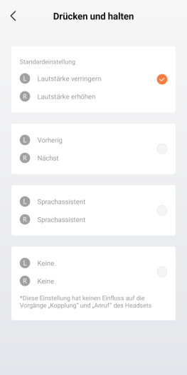 Die Sensorflächen der Openfit Air lassen sich nur in Grenzen anpassen. (Bild: Shokz/Screenshot: Golem.de)