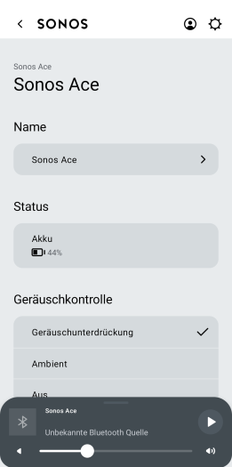 Die Sonos-App zeigt den Akkustand genau in Einerschritten an. (Bild: Sonos/Screenshot: Golem.de)