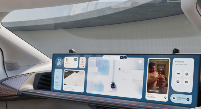 Ein 43-Zoll-Bildschirm dient zur Unterhaltung und Information der Passagiere. (Foto: Rimac Verne)