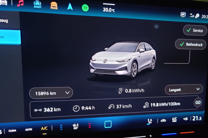 Der Durchschnittsverbrauch in unserem Test war mit 19,8 kWh/100 km für den ID.7 recht hoch. (Foto: Friedhelm Greis/Golem.de)
