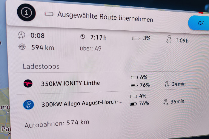 Die Restreichweite bei Ankunft am Ziel oder an der Ladestation lässt sich in 10-km-Schritten einstellen. (Foto: Friedhelm Greis/Golem.de)