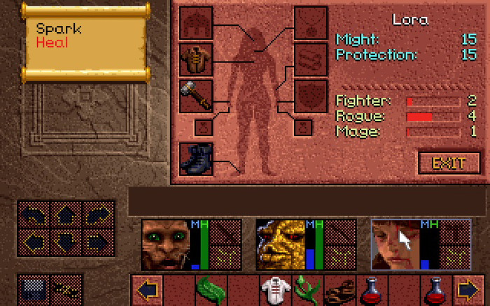 Der Charakterbildschirm sieht zwar nicht besonders schick aus, glänzt aber wie der Rest des Spiels durch seine Übersichtlichkeit. (Quelle: Westwood Studios / Screenshot: Medienagentur Plassma)