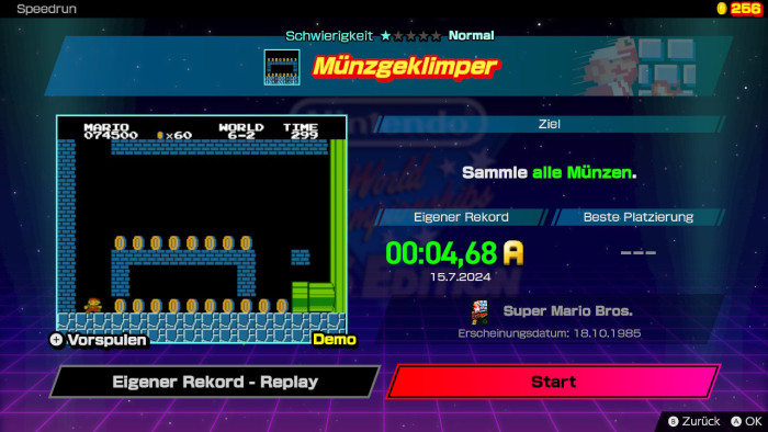 Mario muss so schnell wie möglich die Münzen sammeln. (Bild: Nintendo/Screenshot: Golem.de)