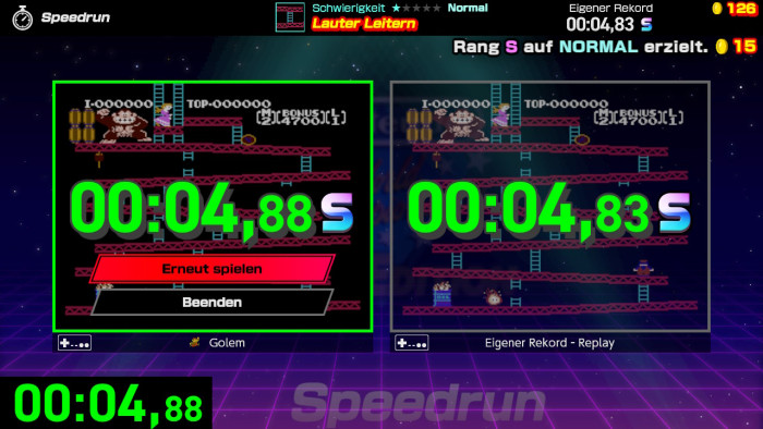 In diesem Abschnitt in Donkey Kong müssen wir nur die erste Leiter hochklettern. (Bild: Nintendo/Screenshot: Golem.de)