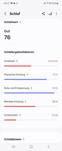 Die Schlafanalyse von Samsung arbeitet sehr gut. (Bild: Samsung/Screenshot: Golem.de)