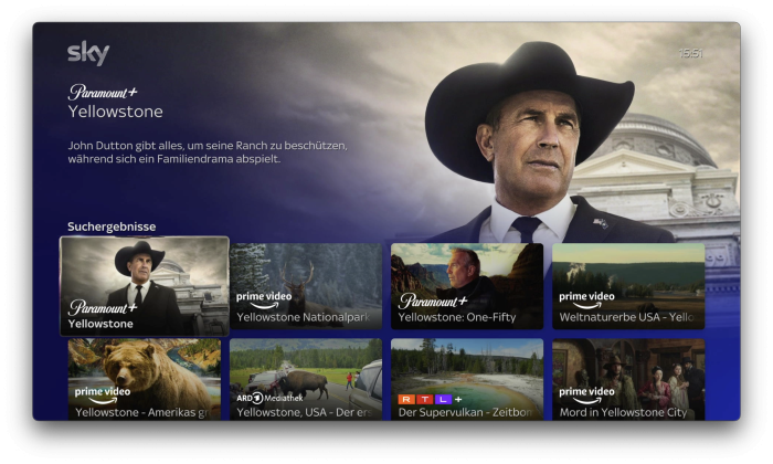 Benutzeroberfläche von Sky Stream (Bild: Sky)