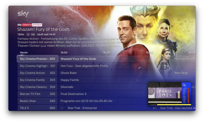 Benutzeroberfläche von Sky Stream (Bild: Sky)