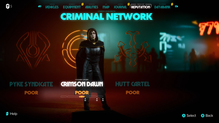 Hier sehen wir in der Übersicht, wie unsere Beziehungen zu den Verbrechersyndikaten sind - noch nicht allzu gut. (Bild: Ubisoft/Screenshot: Golem.de)