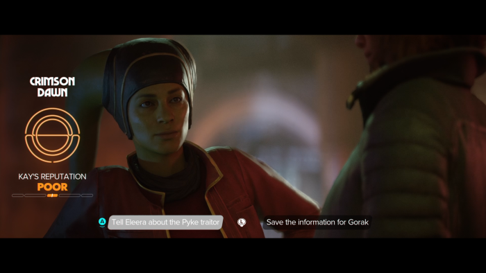 Im Gespräch können wir versuchen, die Beziehung zu einem Syndikat zu verbessern. (Bild: Ubisoft/Screenshot: Golem.de)