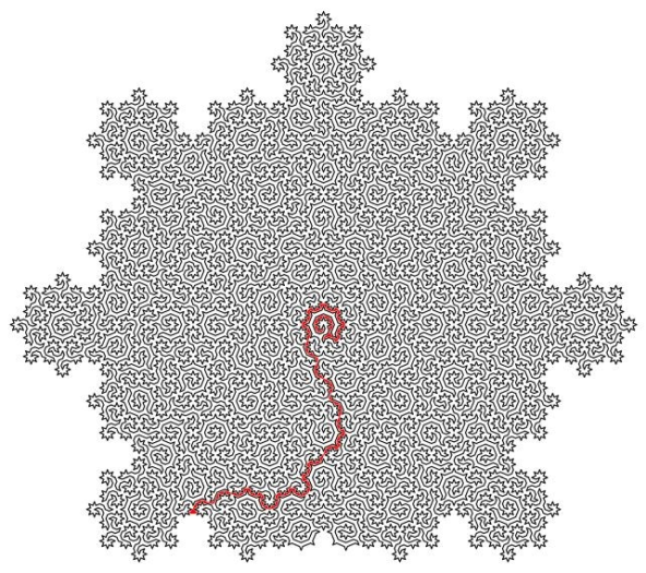 Eine mögliche Lösung für das obige Labyrinth (Bild: Universität von Bristol).