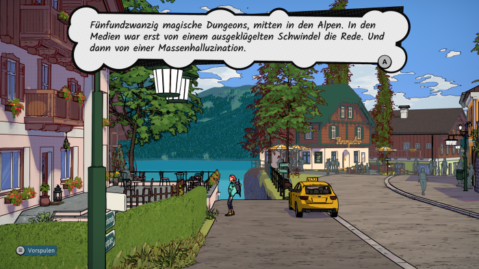 Sehr viel mehr an Erklärung über die Dungeons als in der Sprechblase gibt es anfangs nicht. (Bild: Magicbird/Screenshot: Golem.de)