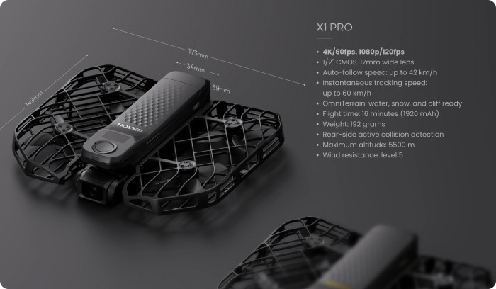 Datenblatt der Hover Air X1 Pro (Bild: Zero Zero Robotics)