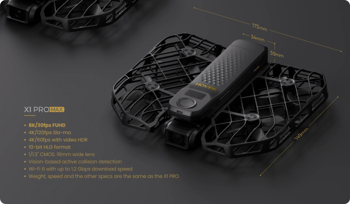 Datenblatt der Hover Air X1 Pro Max (Bild: Zero Zero Robotics)