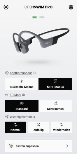 ... und einer Standardeinstellung gewählt werden. (Bild: Shokz/Screenshot: Golem.de)