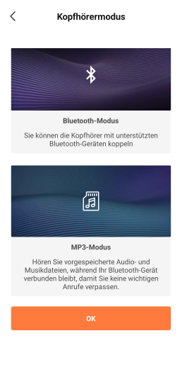 Im MP3-Modus bleibt Bluetooth aktiv und wir können Einstellungen am Kopfhörer vornehmen. (Bild: Shokz/Screenshot: Golem.de)