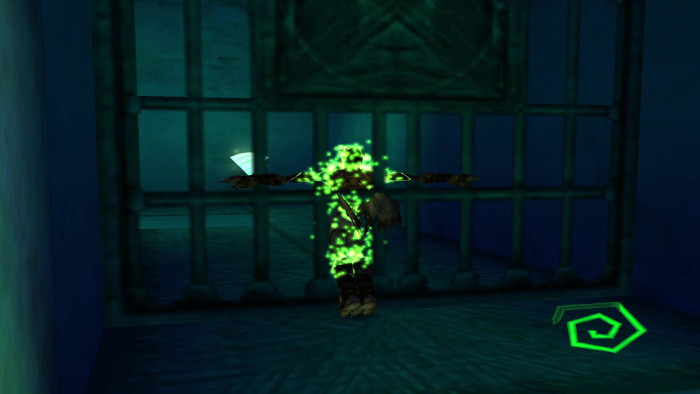 Sobald man den ersten Endboss besiegt hat, kann man durch gitterartige Hindernisse schweben. (Quelle: Crystal Dynamics / Medienagentur Plassma)