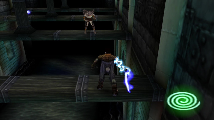 Jetzt nicht nervös werden: Der Sprung von einem Holzbalken zum nächsten erfordert höchste Präzision und eine ruhige Hand. (Quelle: Crystal Dynamics / Medienagentur Plassma)