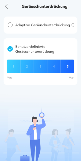 Wir können die gewünschte ANC-Stufe selbst einstellen ... (Bild: Anker/Screenshot: Golem.de)