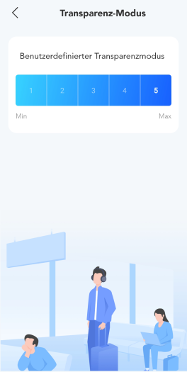 Es gibt mehrere Stufen für den Transparenzmodus, beim Maximum ist ein Grundrauschen zu hören. (Bild: Anker/Screenshot: Golem.de)