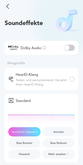 Hier finden sich die Klangeinstellungen für den Space One Pro. (Bild: Anker/Screenshot: Golem.de)
