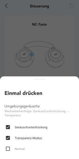 Die ANC-Steuerung lässt sich anpassen. (Bild: Anker/Screenshot: Golem.de)