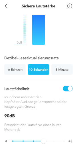 Wir können eine maximal erlaubte Lautstärke für den Space One Pro festlegen. (Bild: Anker/Screenshot: Golem.de)