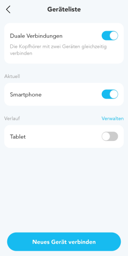 Der Space One Pro unterstützt Bluetooth-Multipoint. (Bild: Anker/Screenshot: Golem.de)