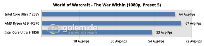 Auch das aktuelle World of Warcraft ist mit Lunar Lake ebenso wie mit Strix Point problemlos spielbar. (Quelle: Golem.de)<br>