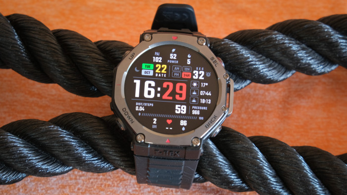 Die T-Rex 3 bietet einige sportlich aufbereitete Zifferblätter. (Bild: Steinlechner / Golem.de)