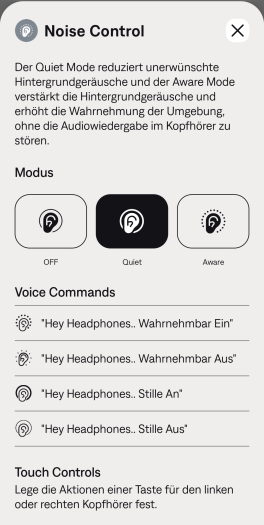 Der ANC-Modus der Quiet Comfort Earbuds 3 lässt sich nicht anpassen. (Bild: Bose/Screenshot: Golem.de)