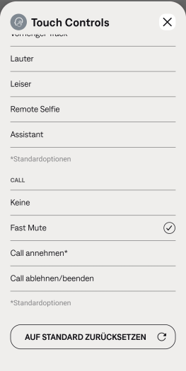 Die Sensorflächen der Quiet Comfort Earbuds 3 lassen sich anpassen. (Bild: Bose/Screenshot: Golem.de)