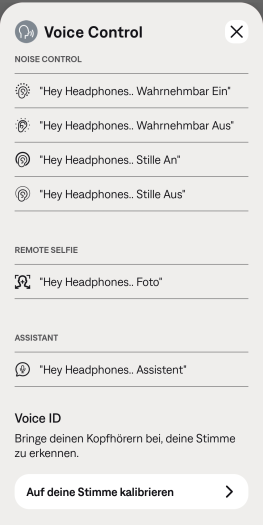 Diese Befehle kennt die Sprachsteuerung der Quiet Comfort Earbuds 3, Abweichungen werden nicht erlaubt. (Bild: Bose/Screenshot: Golem.de)