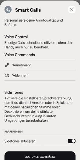 In Telefonaten ist die eigene Stimme in den Quiet Comfort Earbuds 3 zu hören. (Bild: Bose/Screenshot: Golem.de)