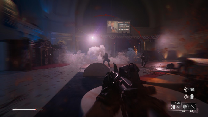 Nach einer Veranstaltung mit Bill Clinton eskaliert die Lage ... (Bild: Activision / Screenshot: Golem.de)