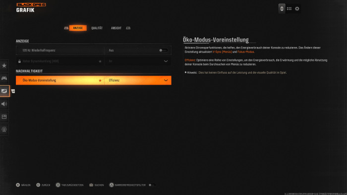 Mit entsprechender Hardware können wir auch auf der PS5 mit 120 Hz spielen. (Bild: Activision / Screenshot: Golem.de)