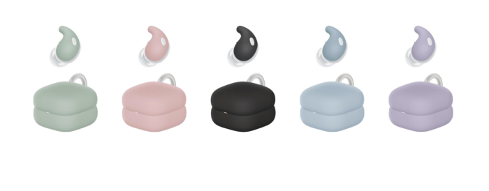 Link Buds Fit mit andersfarbigen Aufsätzen und Schutzhüllen für das Ladeetui (Bild: Sony)