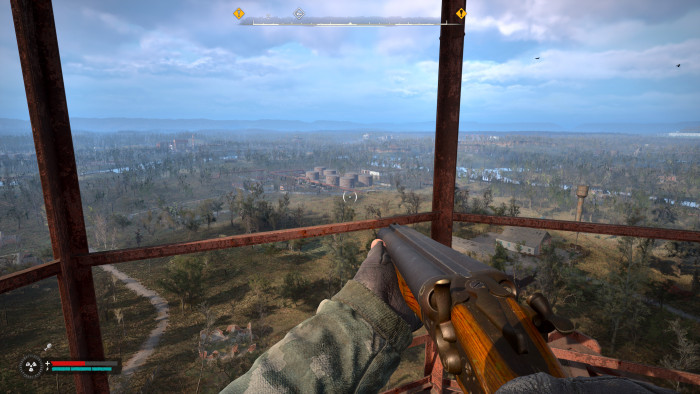 Von einem Turm werfen wir einen Blick über die weitgehend frei begehbare Landschaft. (Bild: GSC Game World / Screenshot: Golem.de)