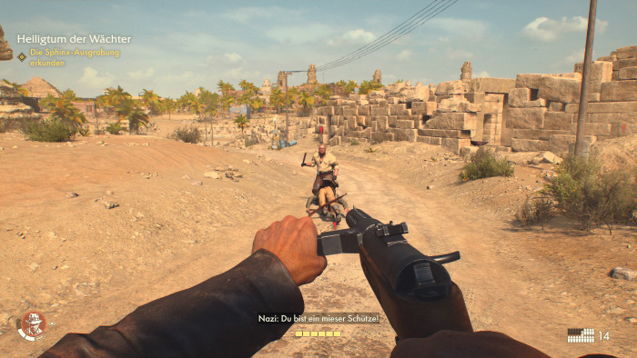 Feuergefechte gibt es im Spiel gar nicht so häuftig. (Bild: Bethesda / Screenshot: Golem.de)