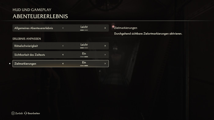 Diese Optionen bestimmen, wie fordernd der Adventure-Teil ist. (Bild: Bethesda / Screenshot: Golem.de)