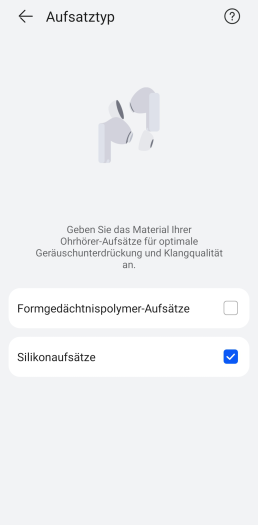 Die Freebuds Pro 4 können mit Silicon-Aufsätzen oder Foam-Aufsätzen verwendet werden. (Bild: Huawei/Screenshot: Golem.de)