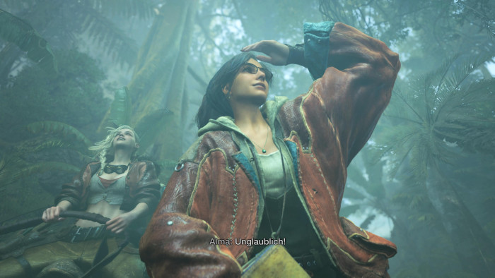 Links Schmiedin Gemma und rechts die Anführerin Alma in einer Zwischensequenz. (Bild: Capcom / Screenshot: Golem.de)