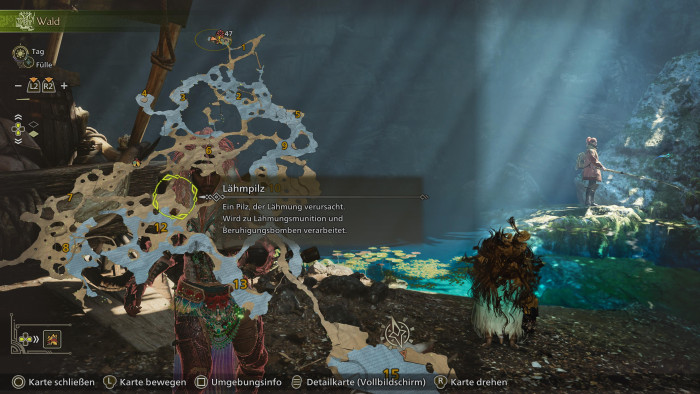 Die Karte wirkt hier auf dem Bild sehr konfus, ist im Spiel aber gut nutzbar. (Bild: Capcom / Screenshot: Golem.de)