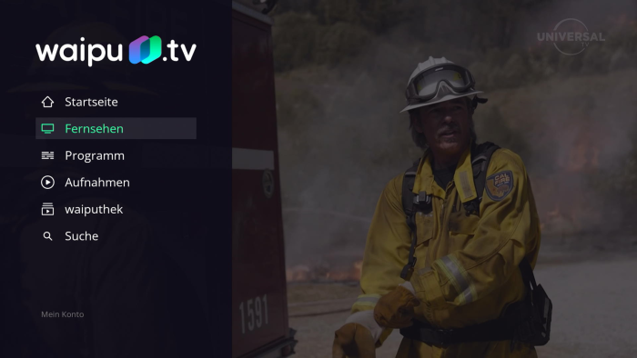 Der Startbildschirm von Waipu TV (Bild: Exaring)