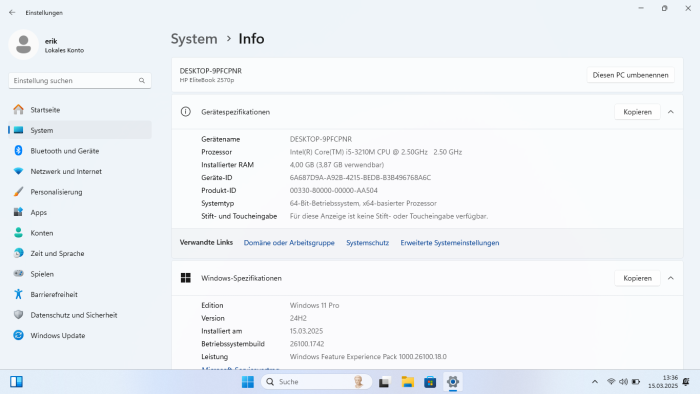 Selbst auf mehr als zehn Jahre alten Computersystemen ist die Installation von Tiny11 problemlos möglich. (Screenshot: Erik Bärwaldt)
