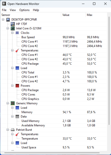Tiny11 lastet einen kleinen Arbeitsspeicher deutlich weniger aus als Windows 11. (Screenshot: Erik Bärwaldt)